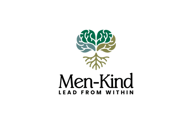 Men-Kind symbol — brain inside heart, with roots forming the path within