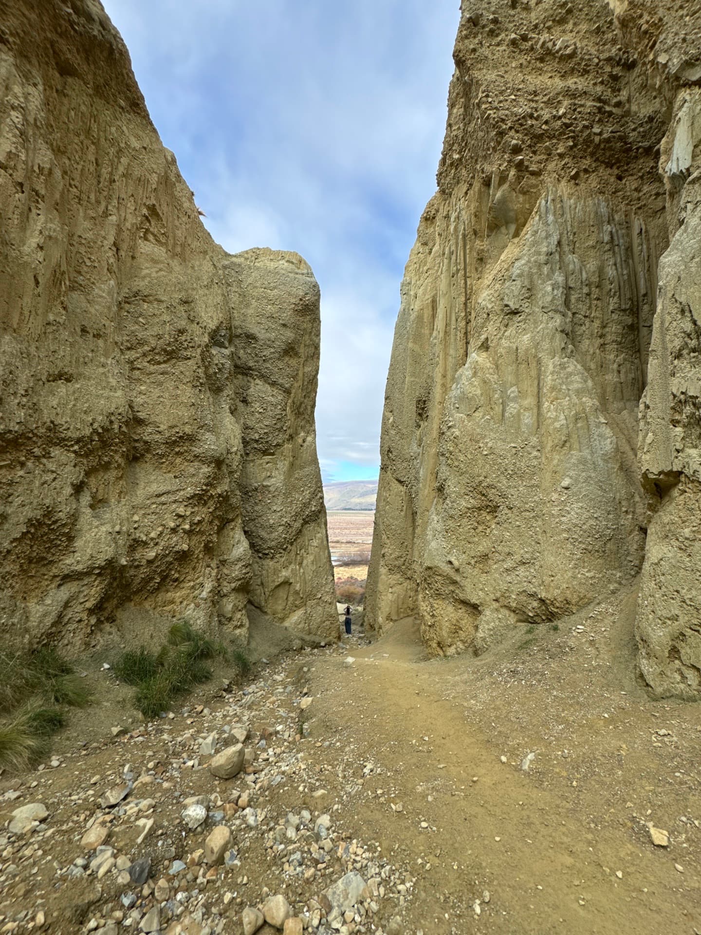A narrow pass between canyon walls